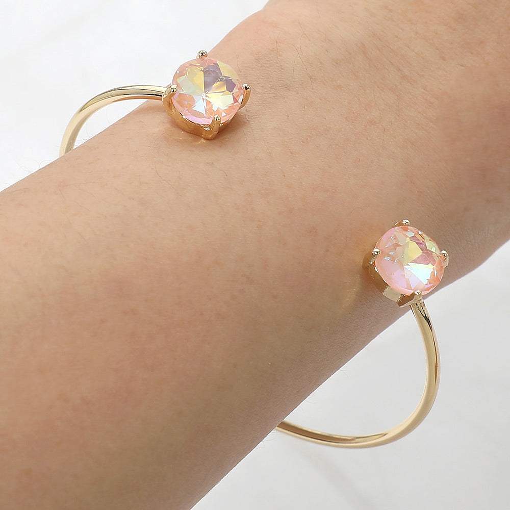 Faceted Round Stone Cluster Tip Cuff Bracelet - Madeline Love - Flyclothing LLC