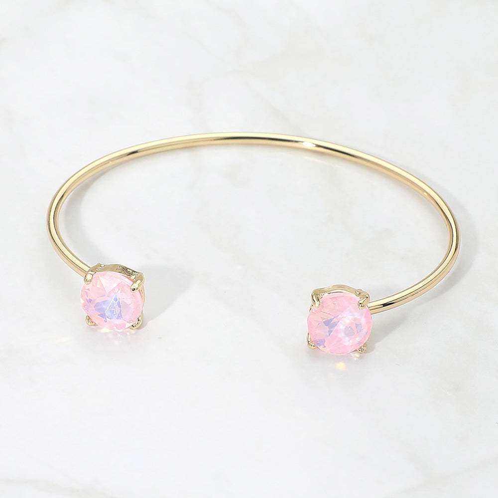 Faceted Round Stone Cluster Tip Cuff Bracelet - Madeline Love - Flyclothing LLC