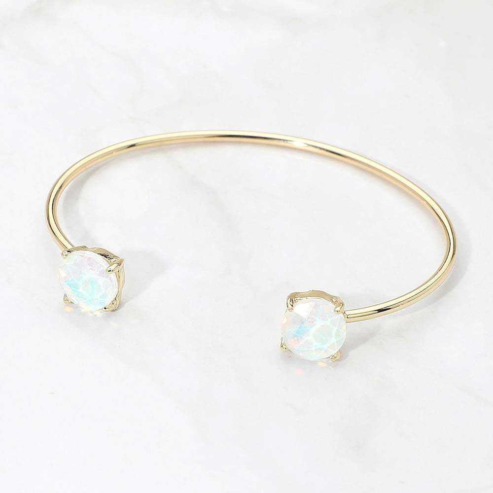 Faceted Round Stone Cluster Tip Cuff Bracelet - Madeline Love - Flyclothing LLC