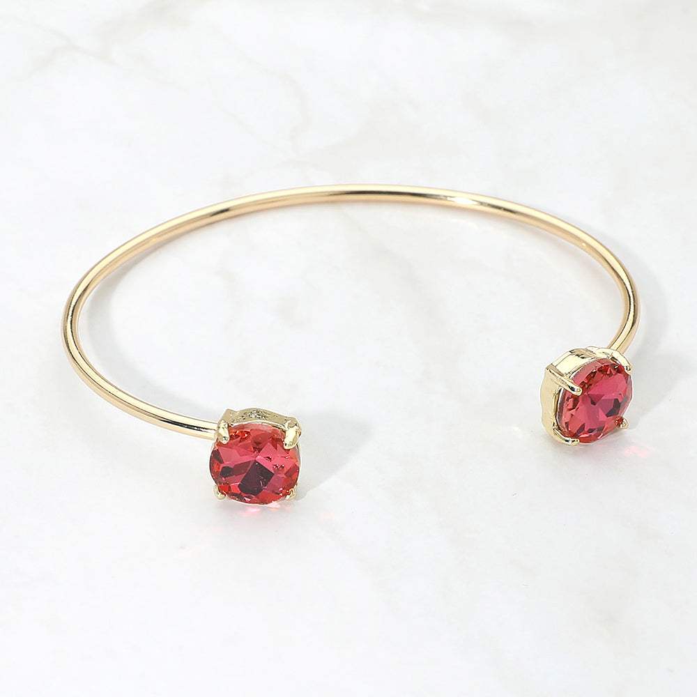 Faceted Round Stone Cluster Tip Cuff Bracelet - Madeline Love - Flyclothing LLC
