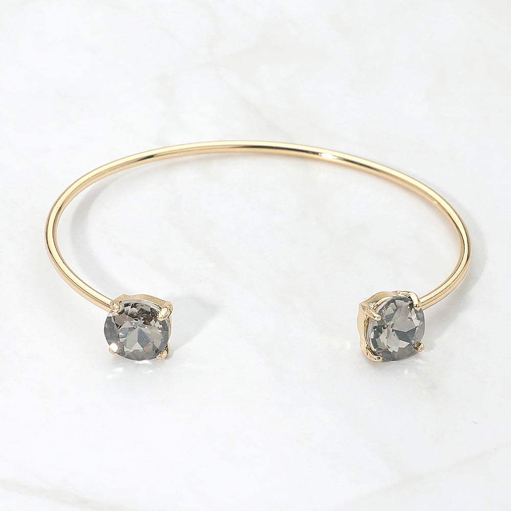 Faceted Round Stone Cluster Tip Cuff Bracelet - Madeline Love - Flyclothing LLC