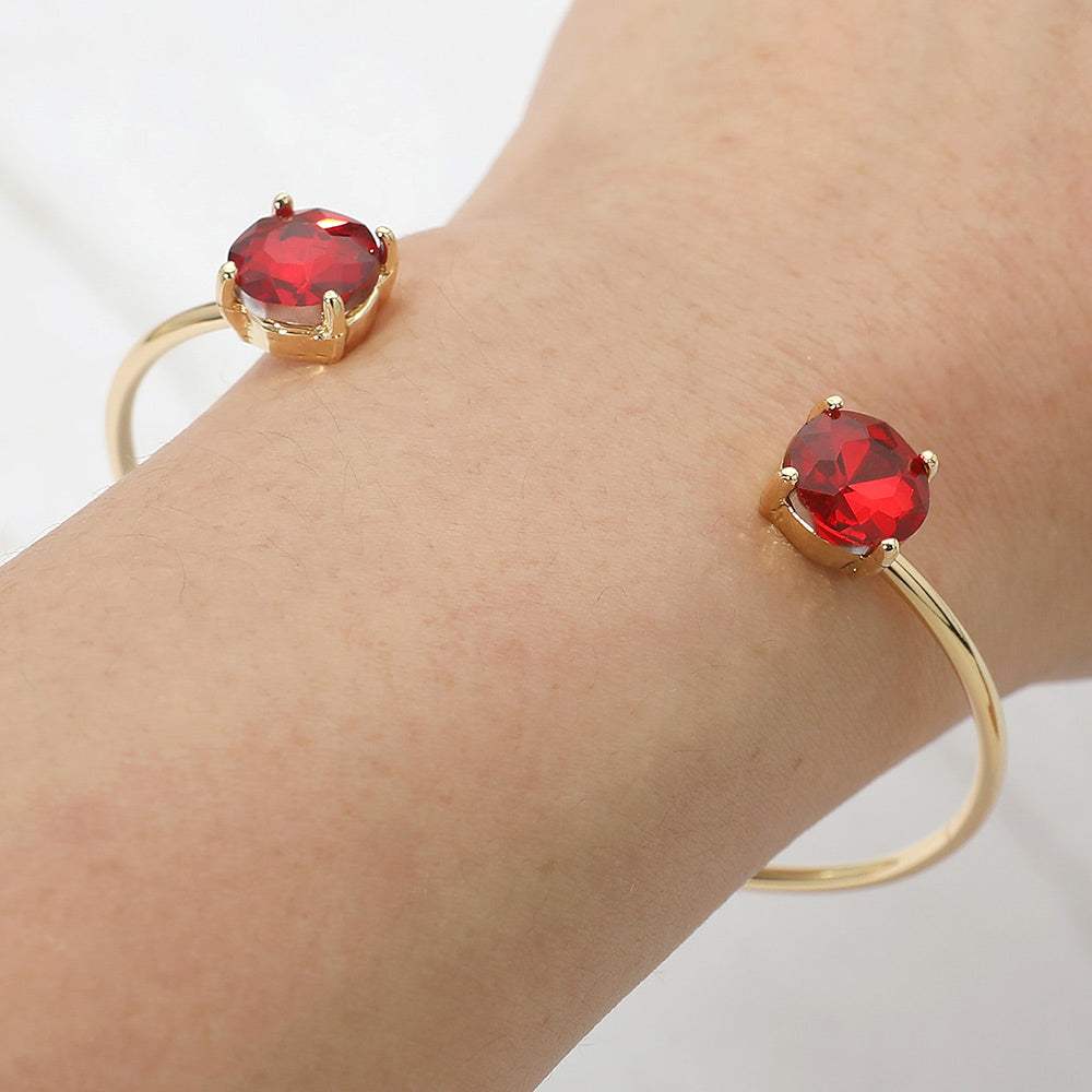 Faceted Round Stone Cluster Tip Cuff Bracelet - Madeline Love - Flyclothing LLC