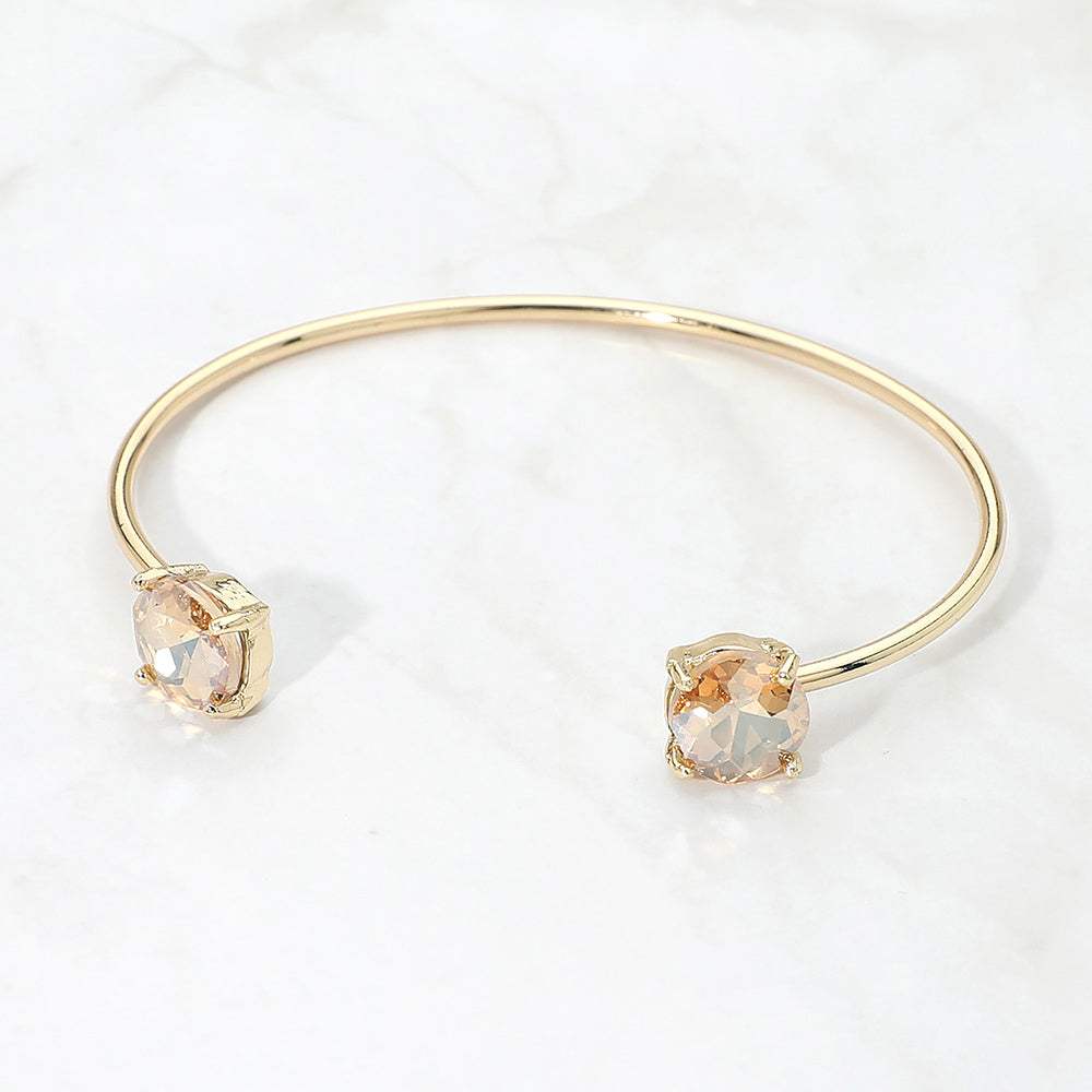 Faceted Round Stone Cluster Tip Cuff Bracelet - Madeline Love - Flyclothing LLC