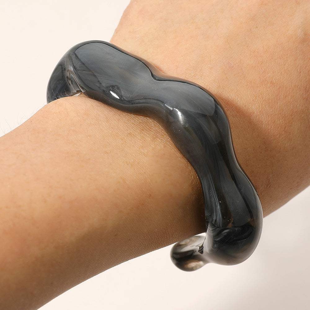 Chunky Sculptural Marbled Resin Cuff Bracelet - Madeline Love - Flyclothing LLC