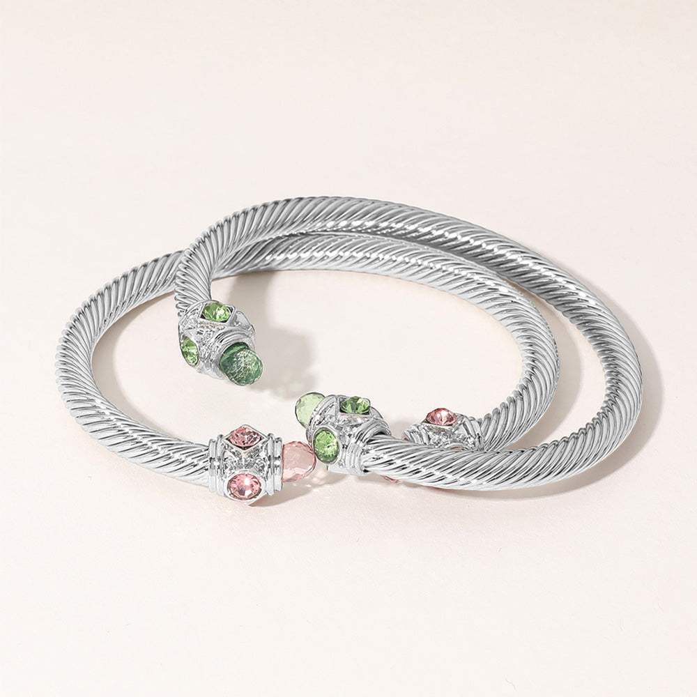 2PCS - Stone Tip Twisted Cuff Bracelet - Madeline Love - Flyclothing LLC