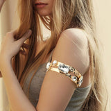 Stone Cluster Embellished Split Arm Cuff Bracelet - Madeline Love - Flyclothing LLC