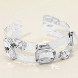 Stone Cluster Embellished Split Arm Cuff Bracelet - Madeline Love - Flyclothing LLC