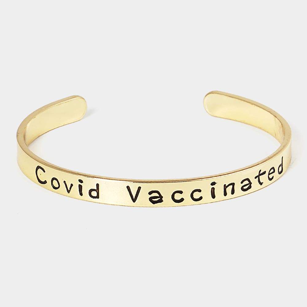 Covid Vaccinated Gold Dipped Message Bracelet - Madeline Love - Flyclothing LLC