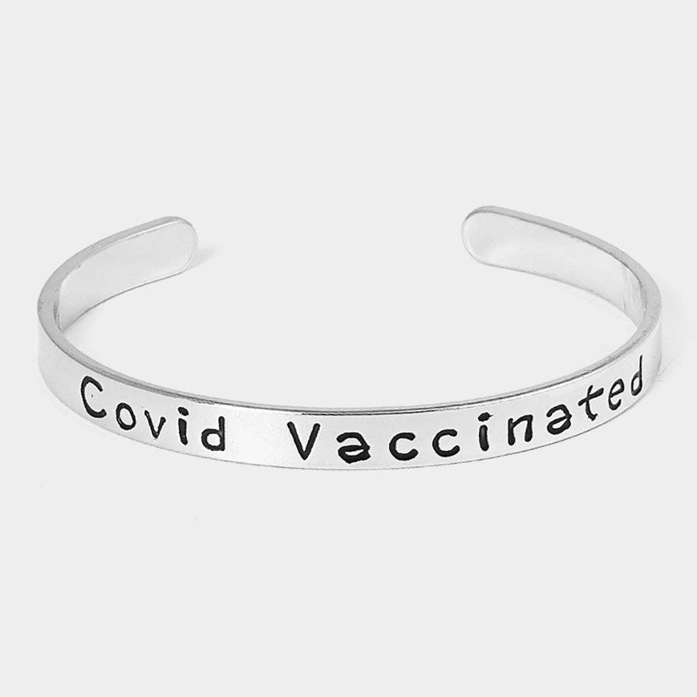 Covid Vaccinated White Gold Dipped Message Bracelet - Madeline Love - Flyclothing LLC