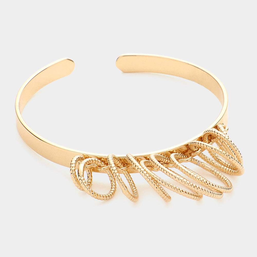 Textured Metal Hoop Cluster Cuff Bracelet - Madeline Love - Flyclothing LLC