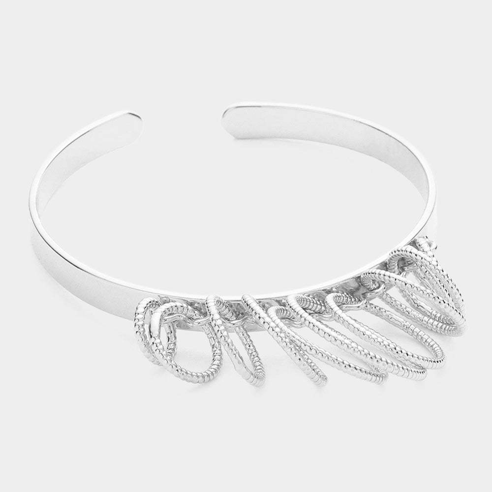 Textured Metal Hoop Cluster Cuff Bracelet - Madeline Love - Flyclothing LLC