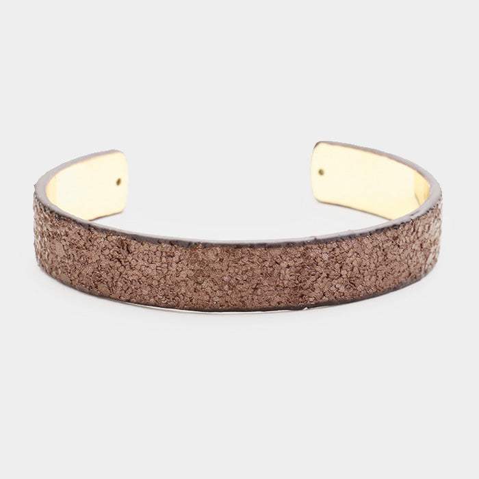 Glitter Leather Textured Cuff Bracelet - Madeline Love - Flyclothing LLC