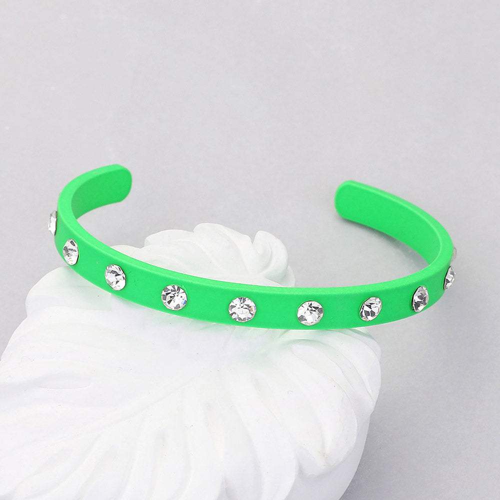 Round Stone Embellished Colored Cuff Bracelet - Madeline Love - Flyclothing LLC