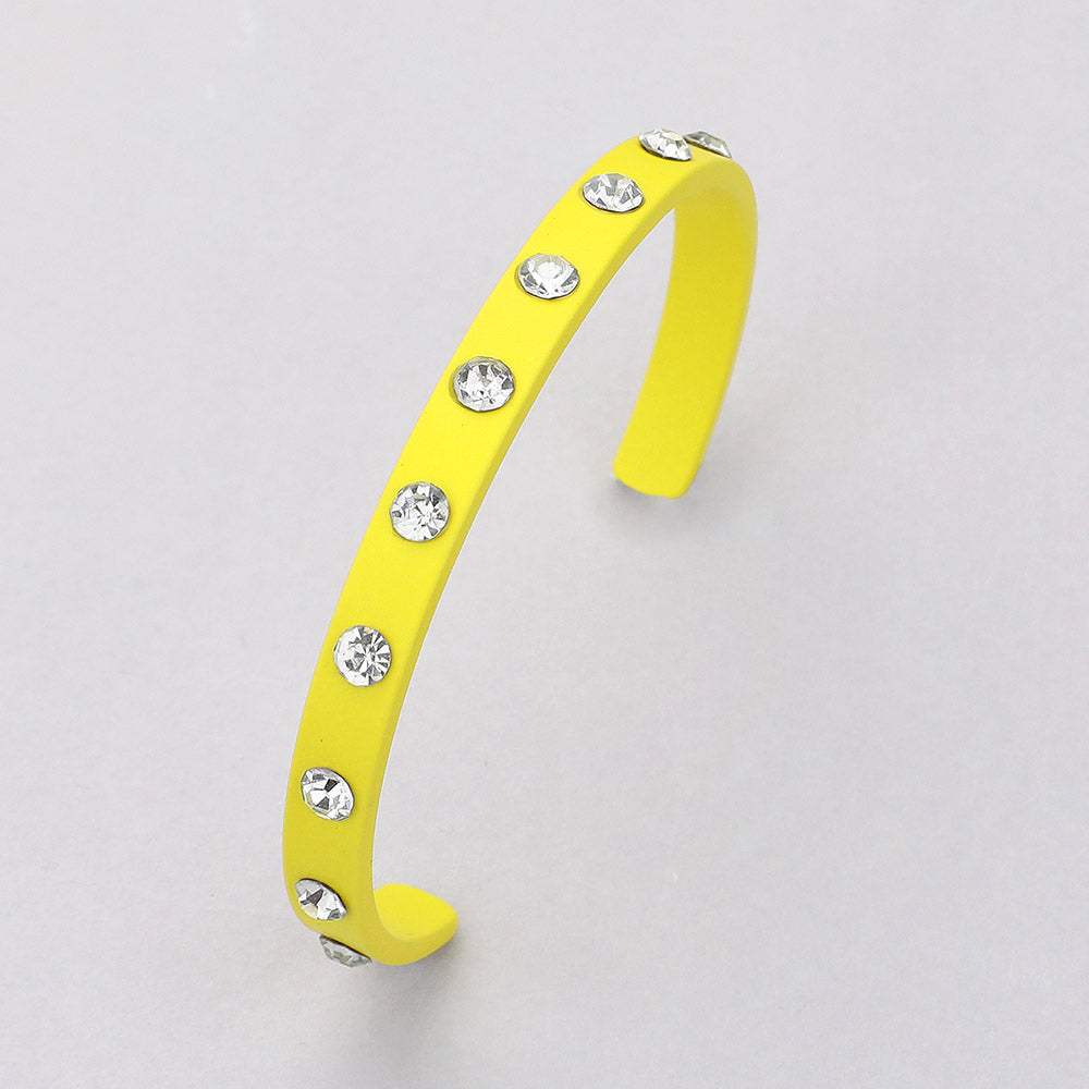 Round Stone Embellished Colored Cuff Bracelet - Madeline Love - Flyclothing LLC