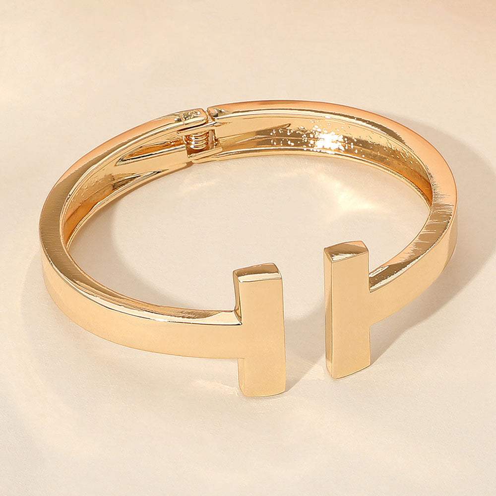 Metal T Tip Hinged Bangle Cuff Bracelet - Madeline Love - Flyclothing LLC
