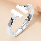 Metal T Tip Hinged Bangle Cuff Bracelet - Madeline Love - Flyclothing LLC