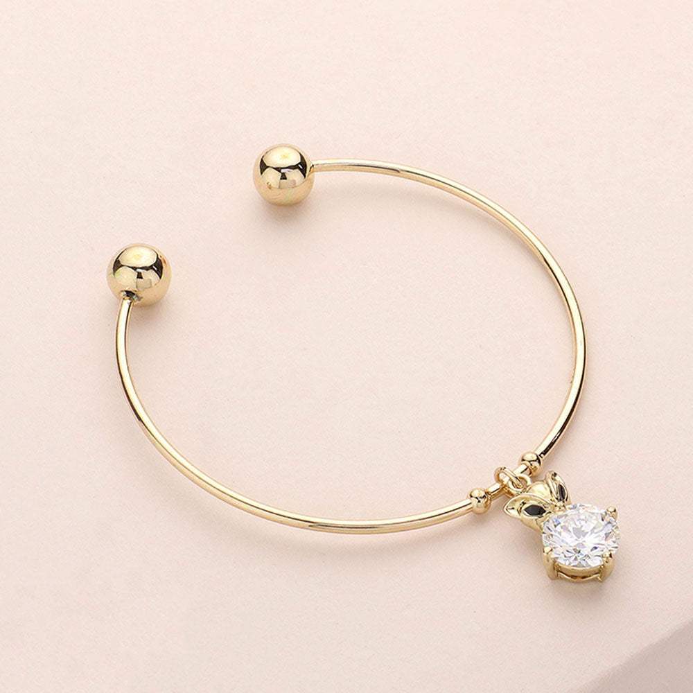 Owl Crystal CZ Stone Charm Owl Cuff Bracelet - Madeline Love - Flyclothing LLC