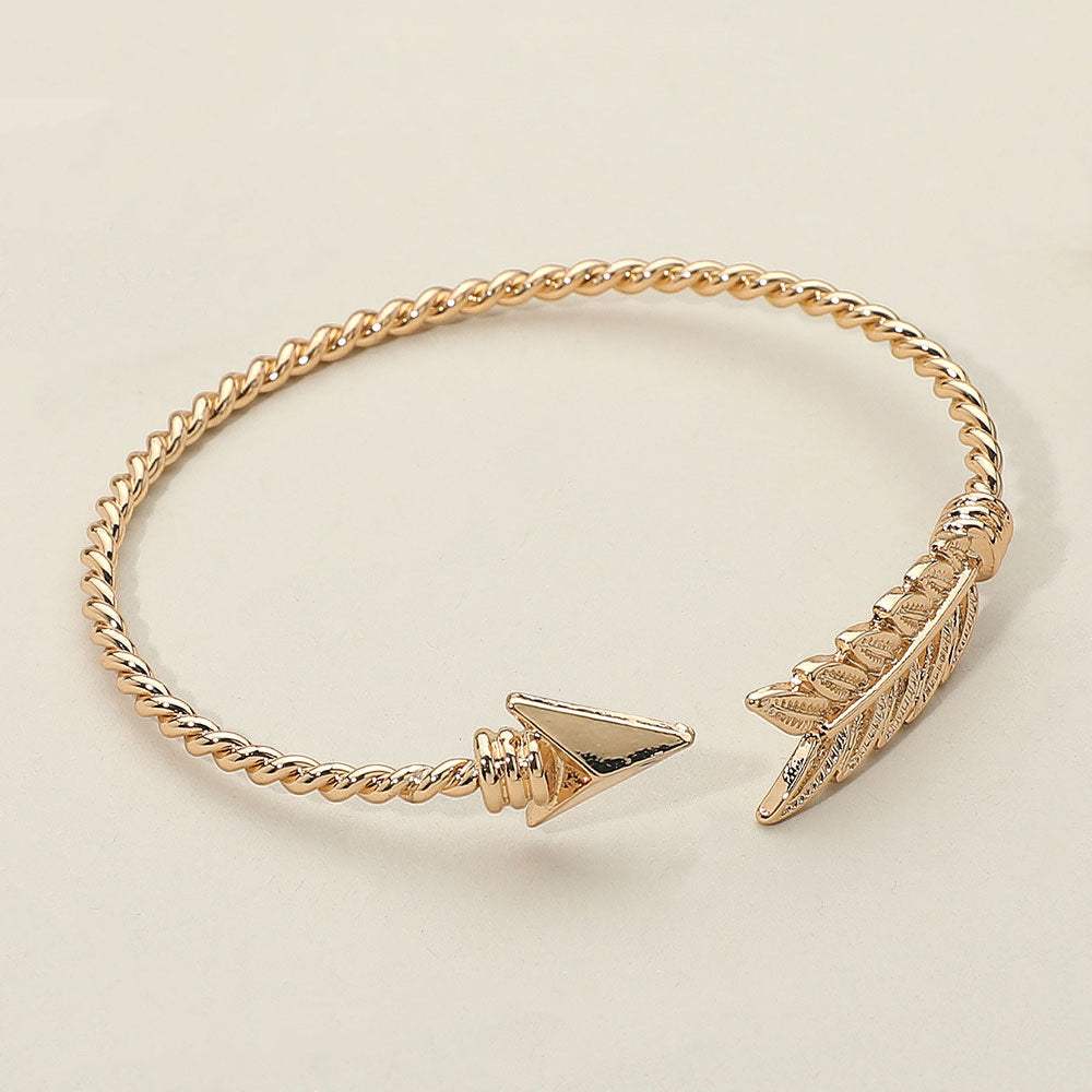 Feathered Arrow Twisted Wire Cuff Bracelet - Madeline Love - Flyclothing LLC