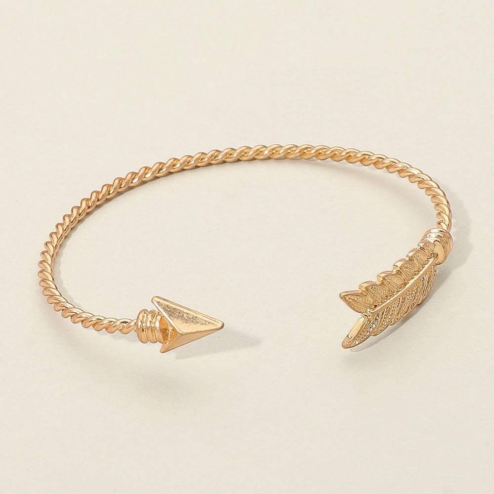 Feathered Arrow Twisted Wire Cuff Bracelet - Madeline Love - Flyclothing LLC