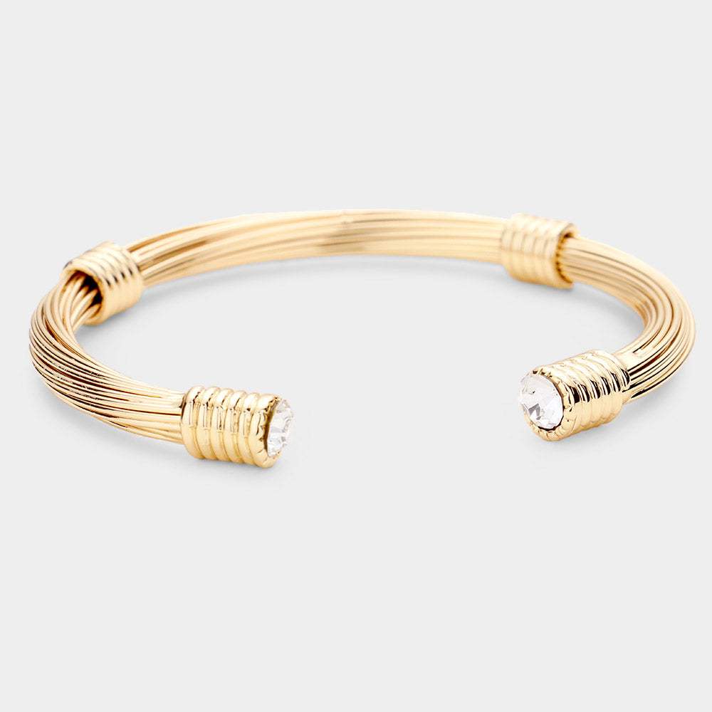 Round Stone Point Metal Cuff Bracelet - Madeline Love - Flyclothing LLC