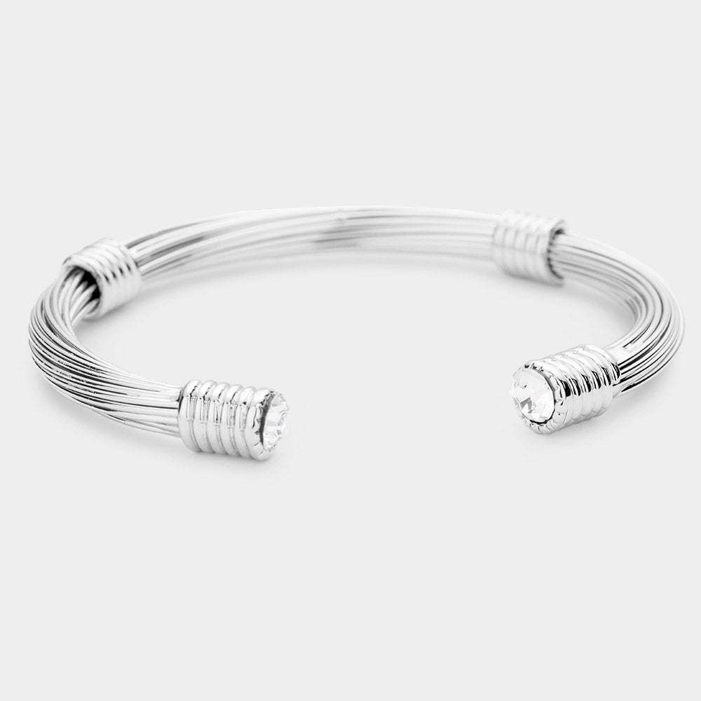 Round Stone Point Metal Cuff Bracelet - Madeline Love - Flyclothing LLC