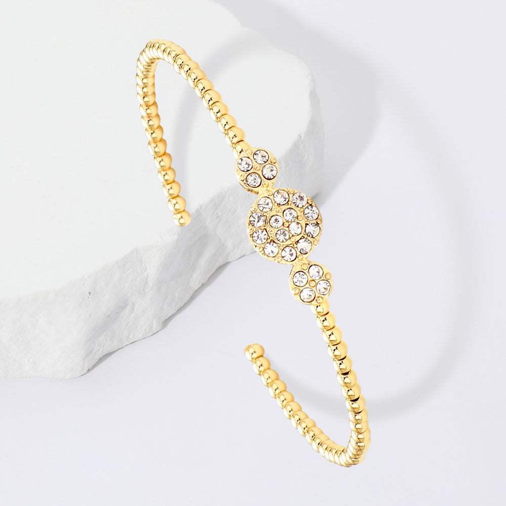 Stone Embellished Round Cuff Bracelet - Madeline Love - Flyclothing LLC