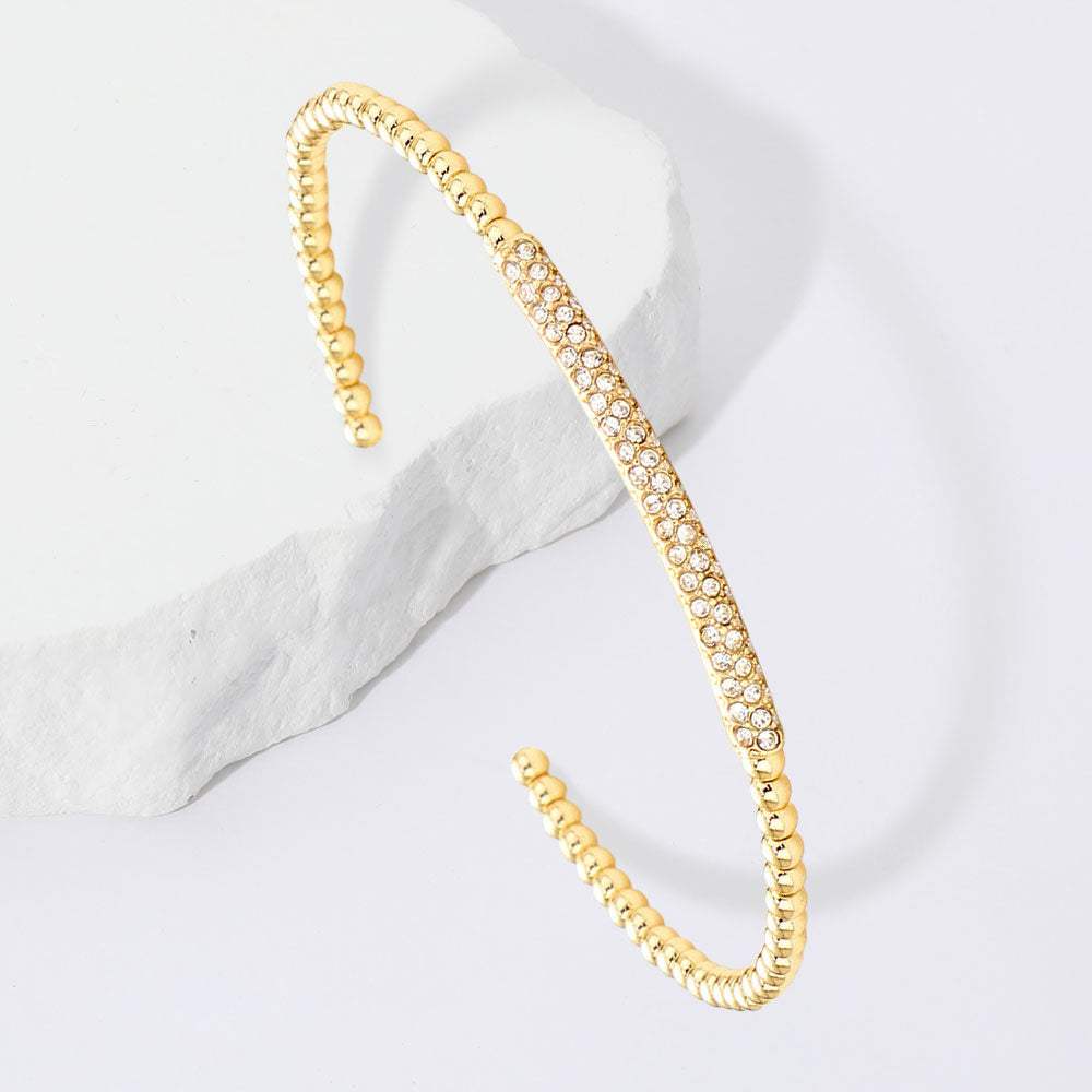 Stone Embellished Cuff Bracelet - Madeline Love - Flyclothing LLC