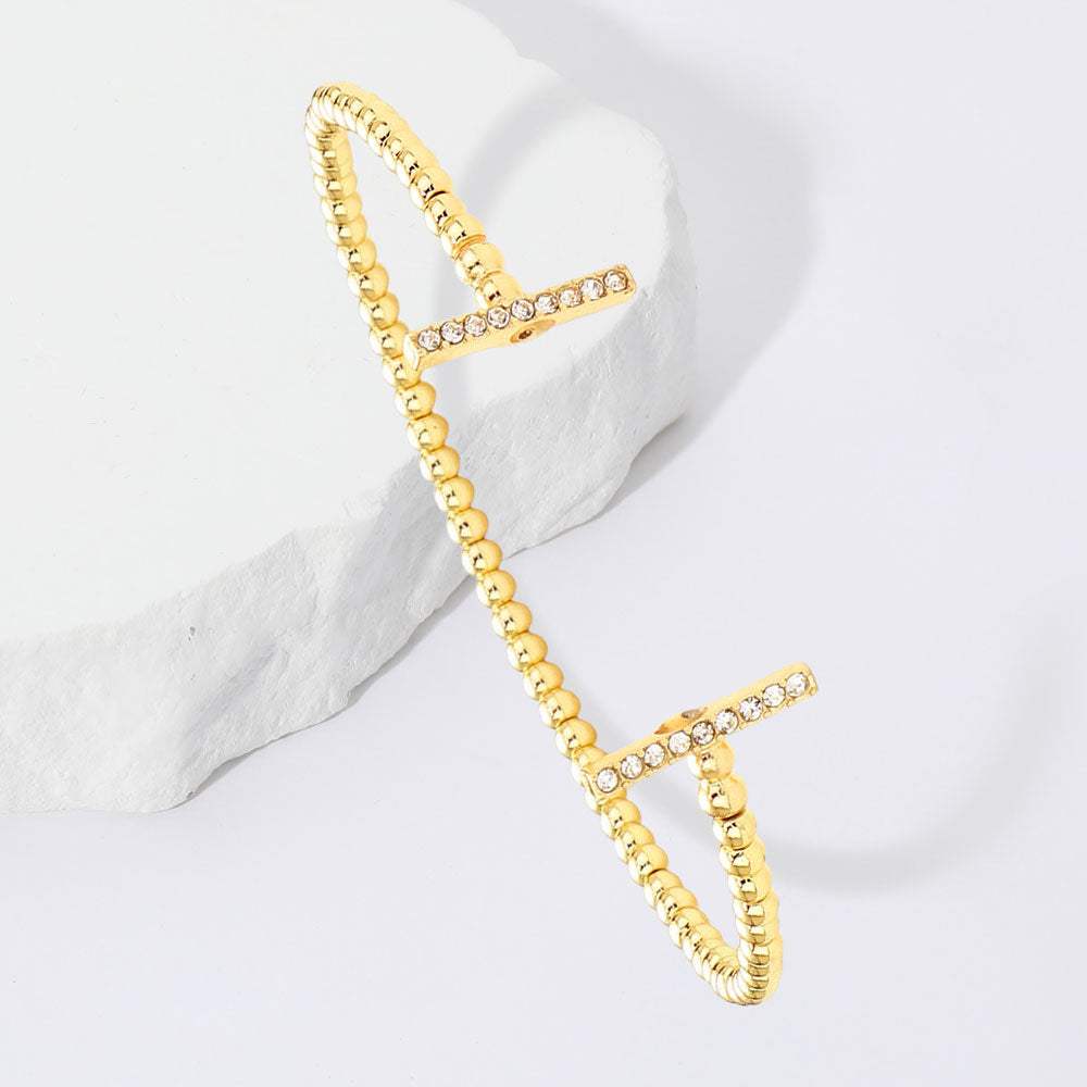 Rhinestone Embellished Bar Tip Cuff Bracelet - Madeline Love - Flyclothing LLC