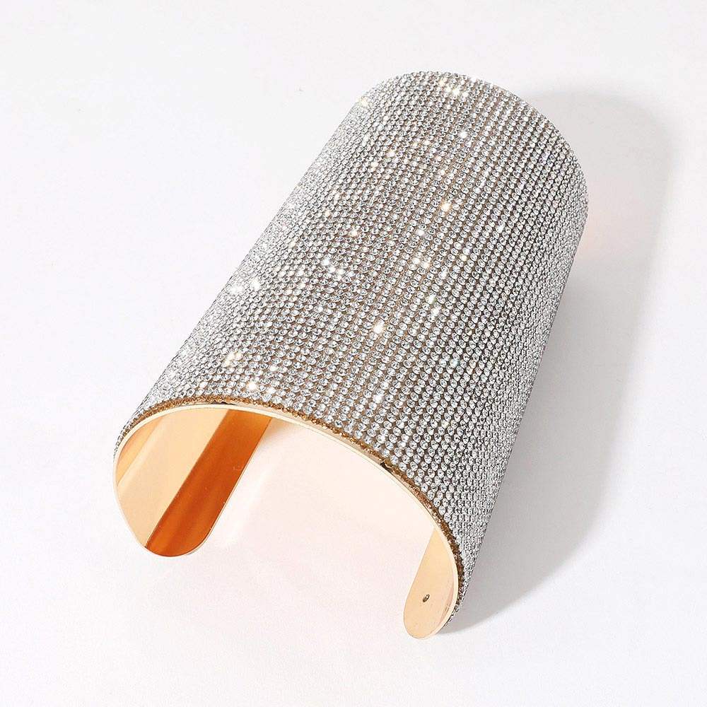 Wide Rhinestone Paved Arm Cuff Bracelet - Madeline Love - Flyclothing LLC