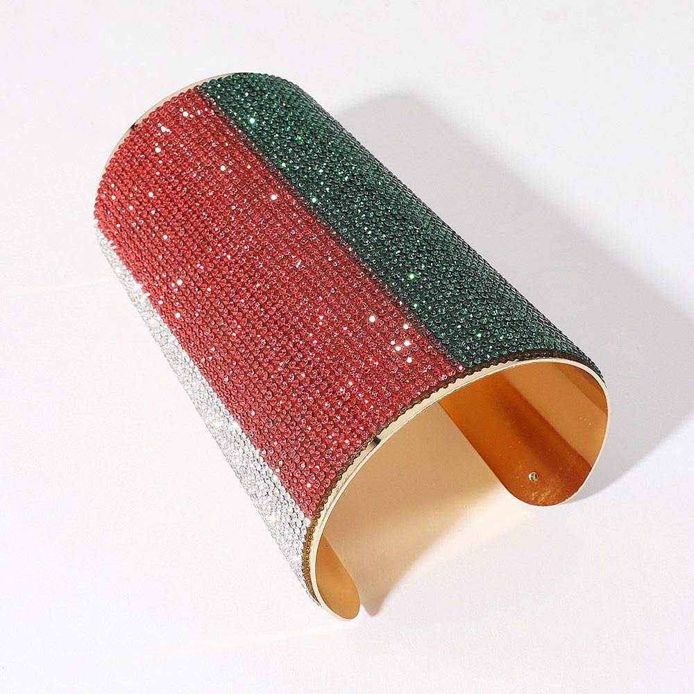 Wide Color Block Rhinestone Paved Arm Cuff Bracelet - Madeline Love - Flyclothing LLC