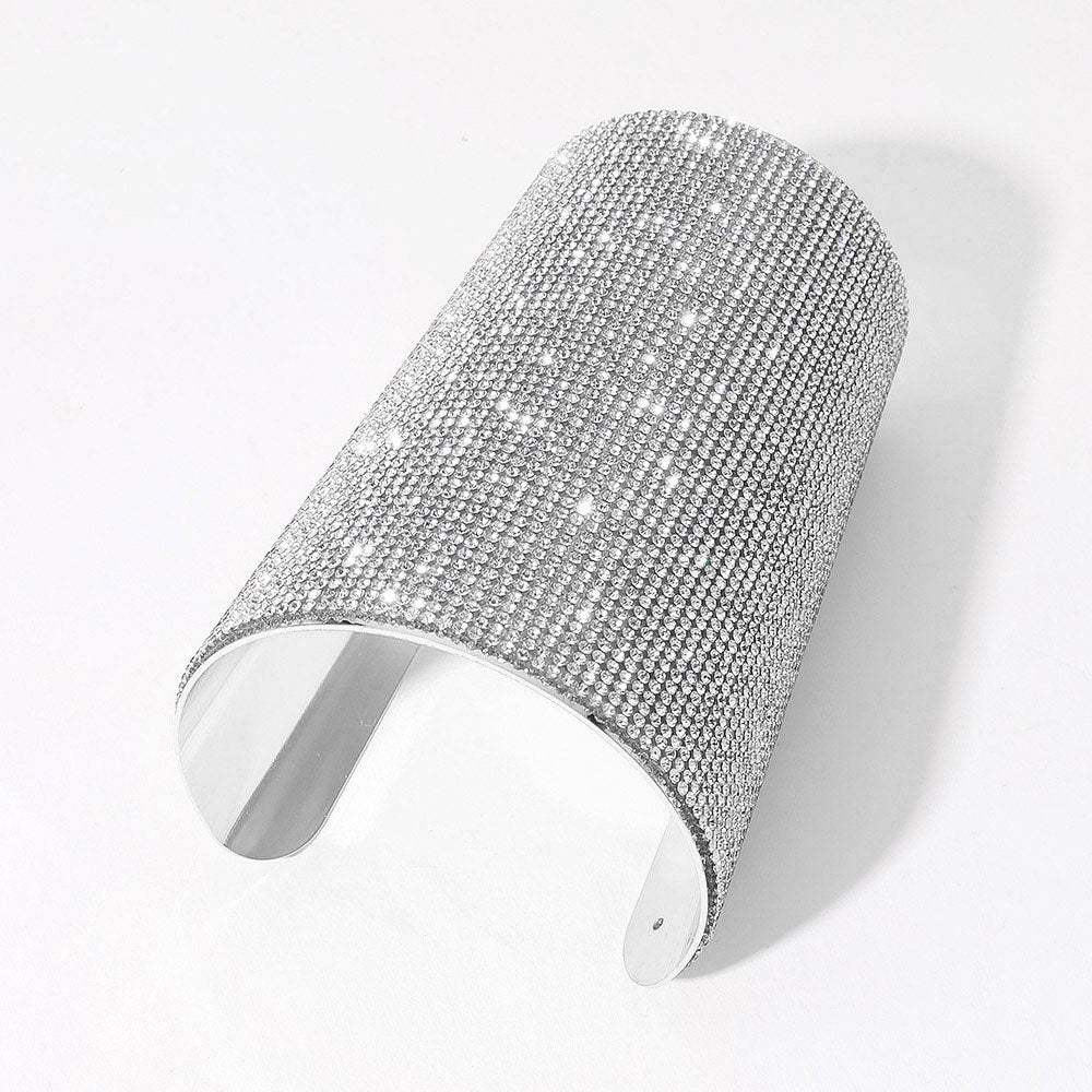 Wide Rhinestone Paved Arm Cuff Bracelet - Madeline Love - Flyclothing LLC