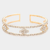 Rhinestone Marquise Accented Cuff Evening Bracelet - Madeline Love - Flyclothing LLC