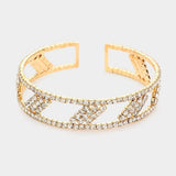 Rhombus Rhinestone Pave Accented Cuff Bracelet - Madeline Love - Flyclothing LLC