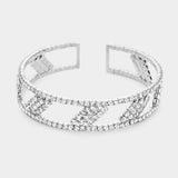 Rhombus Rhinestone Pave Accented Cuff Bracelet - Madeline Love - Flyclothing LLC