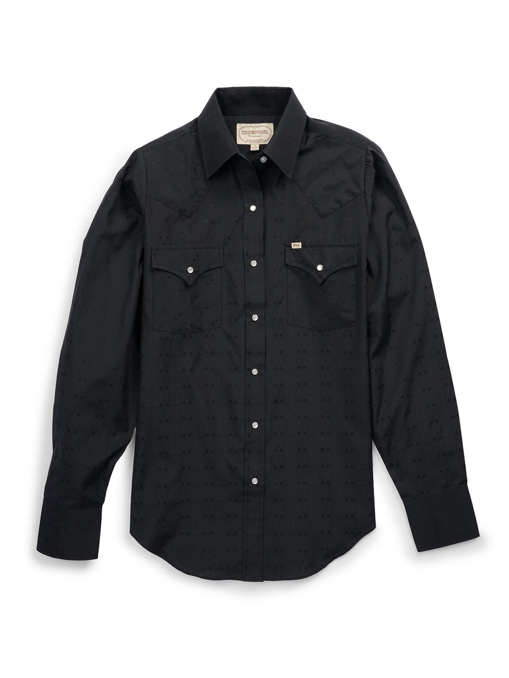Women's Cowboygirl Black Solid Tonal Dobby Granddaddy Snap Shirt