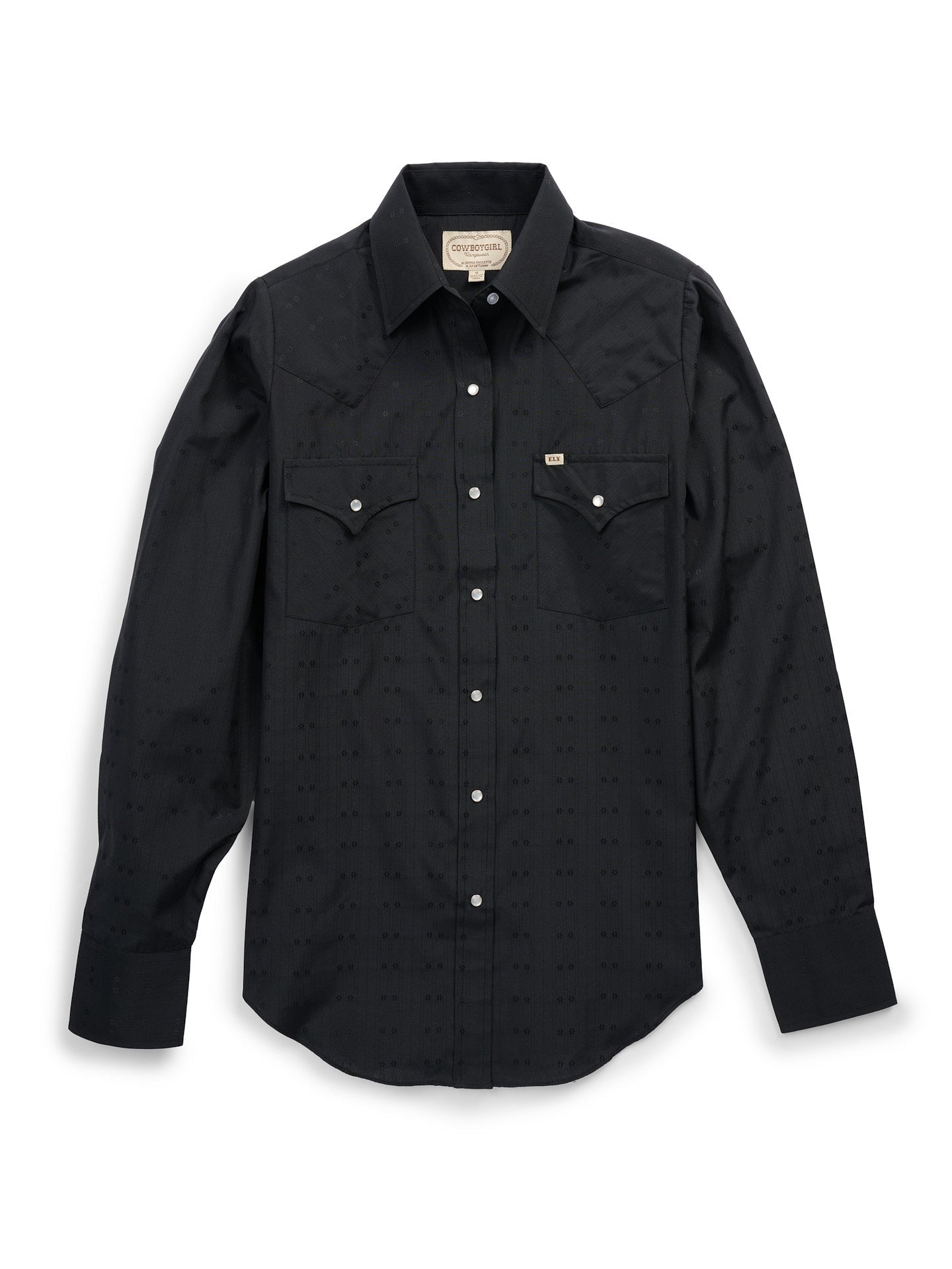 Women's Cowboygirl Black Solid Tonal Dobby Granddaddy Snap Shirt