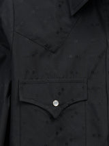 Women's Cowboygirl Black Solid Tonal Dobby Granddaddy Snap Shirt