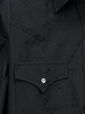 Women's Cowboygirl Black Solid Tonal Dobby Granddaddy Snap Shirt
