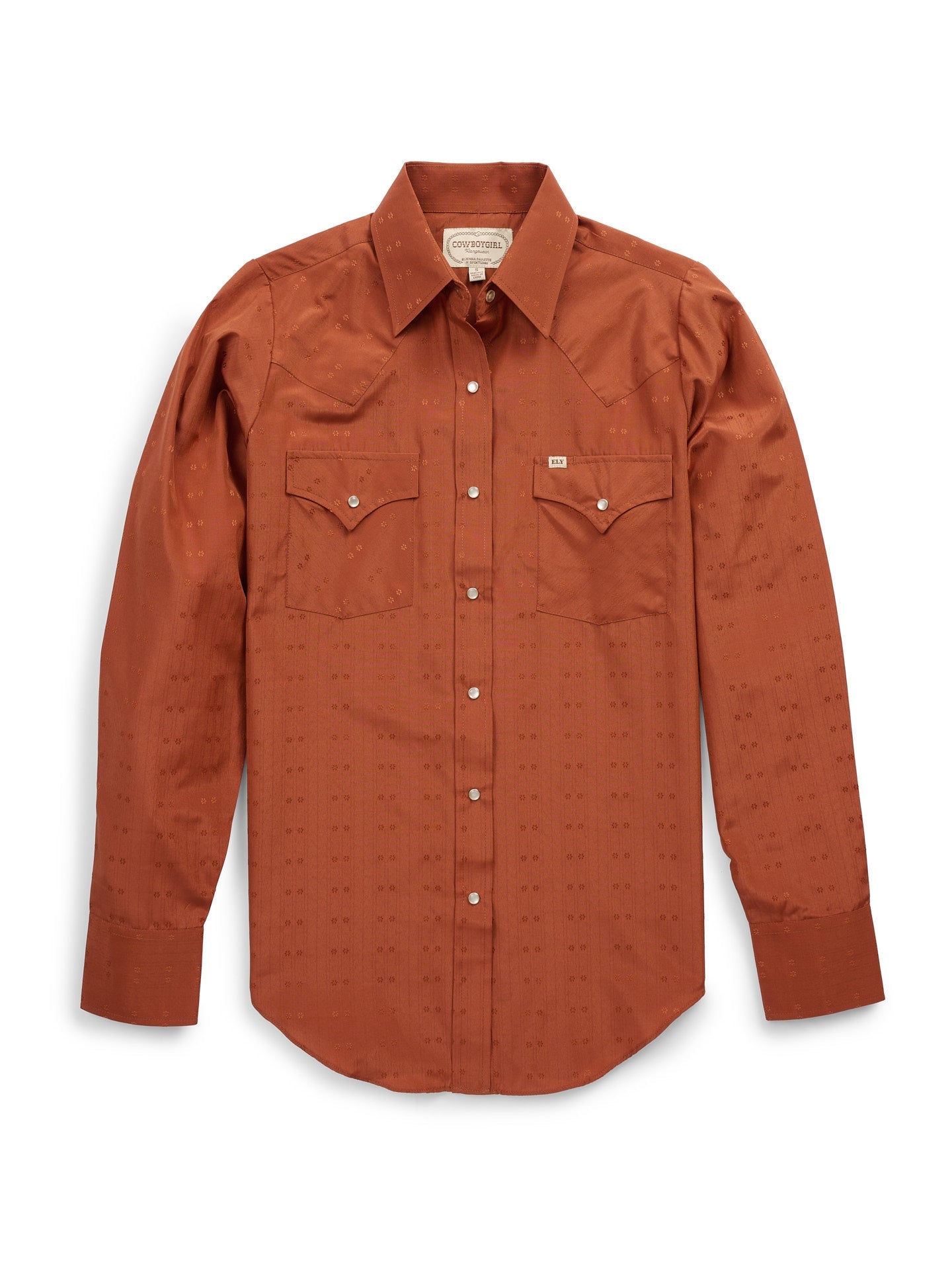 Women's Cowboygirl Rust Solid Tonal Dobby Granddaddy Snap Shirt