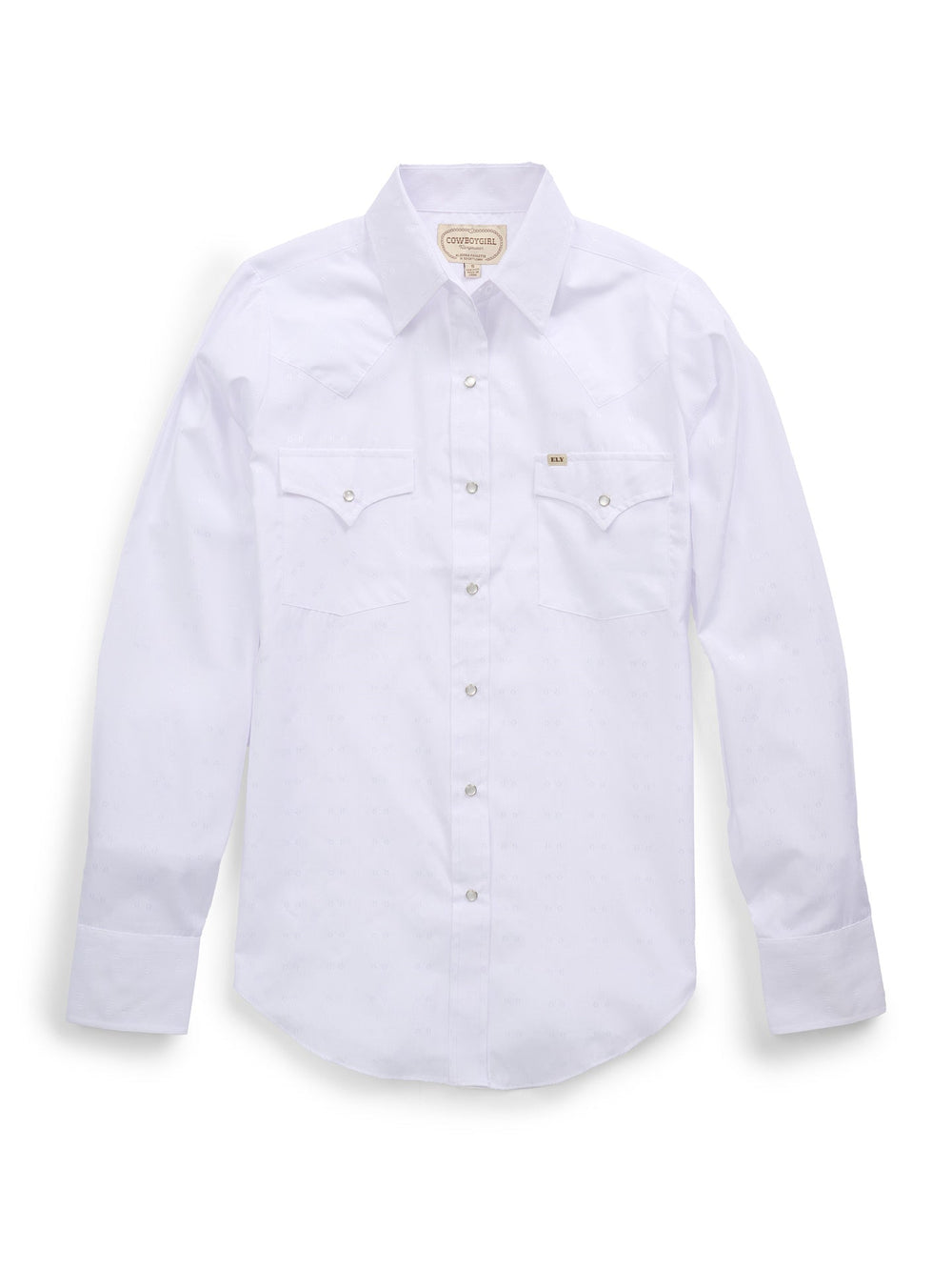 Women's Cowboygirl White Solid Tonal Dobby Granddaddy Snap Shirt
