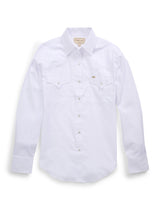 Women's Cowboygirl White Solid Tonal Dobby Granddaddy Snap Shirt