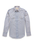 Women's Cowboygirl Horseshoe Cowboy Blue Stripe Print Granddaddy Snap Shirt