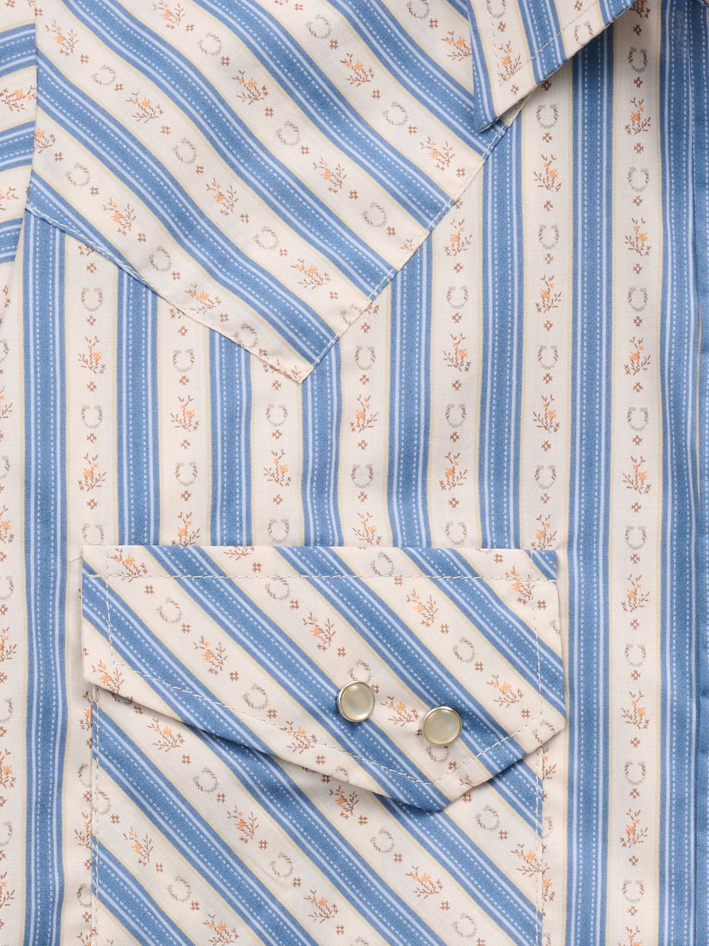 Women's Cowboygirl Horseshoe Cowboy Blue Stripe Print Granddaddy Snap Shirt