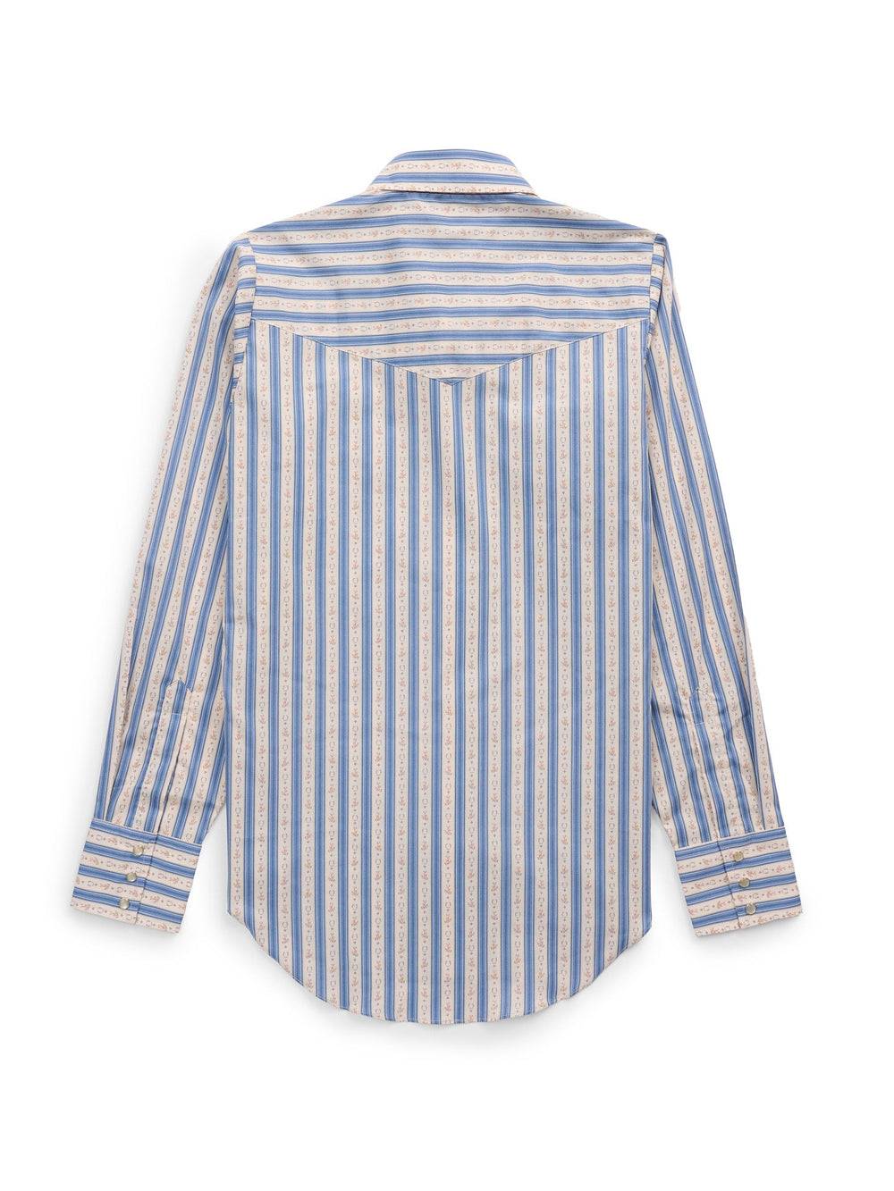 Women's Cowboygirl Horseshoe Cowboy Blue Stripe Print Granddaddy Snap Shirt