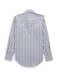 Women's Cowboygirl Horseshoe Cowboy Blue Stripe Print Granddaddy Snap Shirt