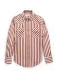 Women's Cowboygirl Ranch Rig Rust Horseshoe Stripe Print Granddaddy Snap Shirt