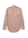 Women's Cowboygirl Ranch Rig Rust Horseshoe Stripe Print Granddaddy Snap Shirt