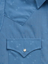 Women's Cowboygirl Cowboy Blue Tonal Dobby Solid Granddaddy Snap Shirt