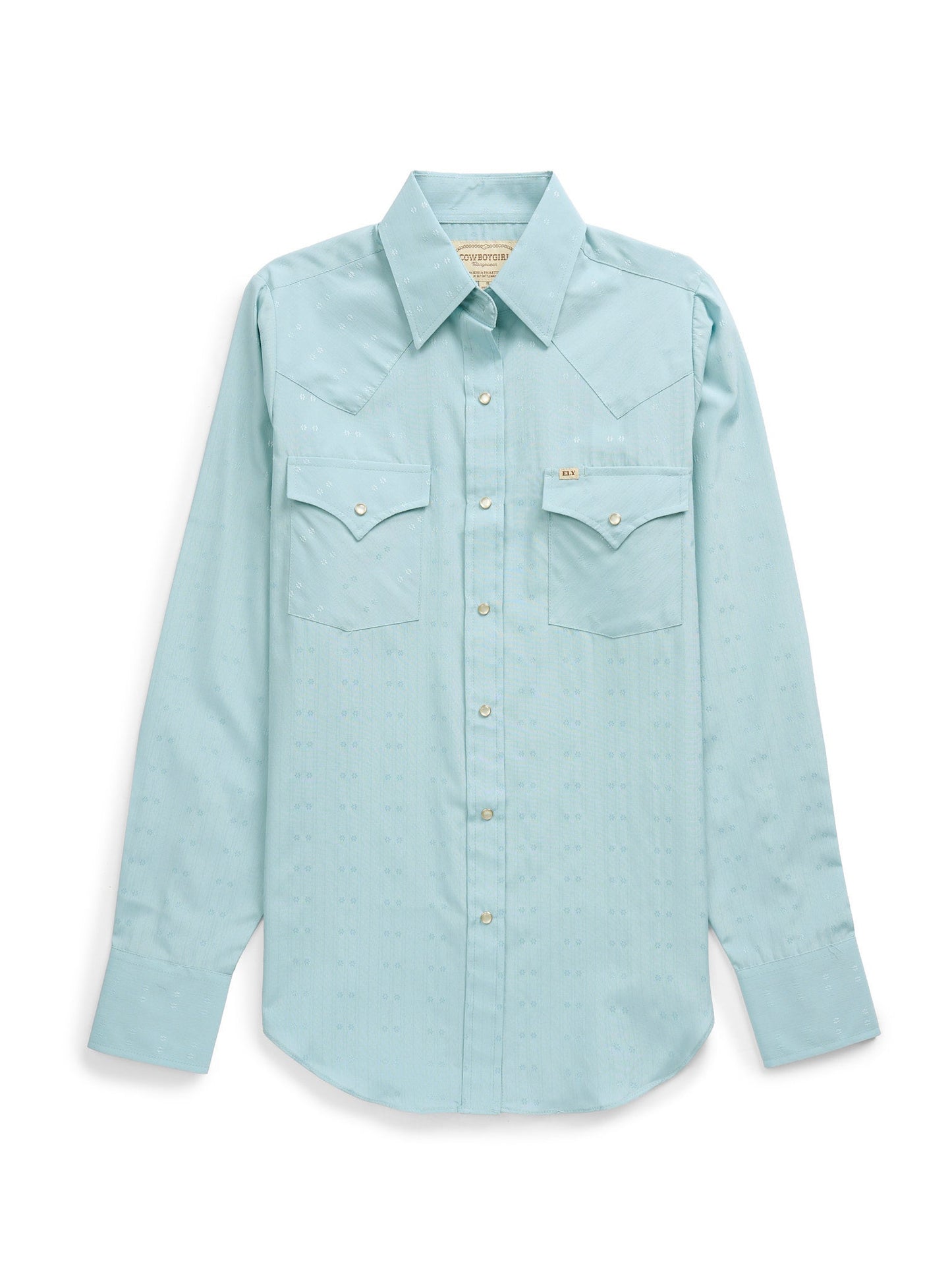 Women's Cowboygirl Vintage Turquoise Solid Tonal Dobby Granddaddy Snap Shirt