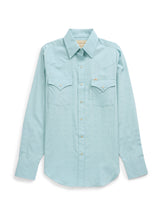 Women's Cowboygirl Vintage Turquoise Solid Tonal Dobby Granddaddy Snap Shirt
